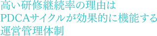 高い研修継続率の理由はPDCAサイクルが効果的に機能する運営管理体制